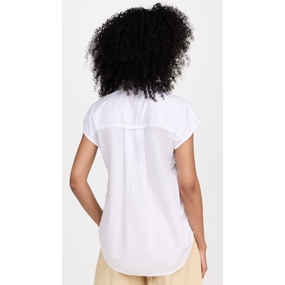 AMO Ruth Sleeveless Shirt white buttondown small women cotton - Picture 2 of 11